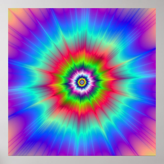 Póster Explosion in Blue Red Green and Violet (Frente)