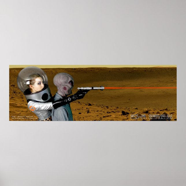 Póster Explosión láser de republicación de ciencia ficció (Frente)