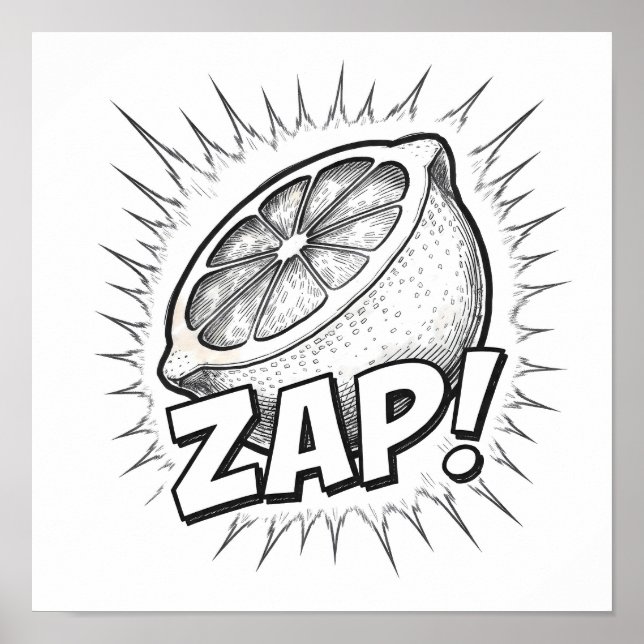 Póster Explosive Pop Art Graphic: Zealous Zapping Zest (Frente)
