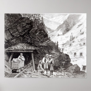 Póster Explotación minera del oro y de la plata