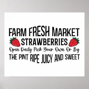 Póster Explotar vendedores de fresas de mercado frescos