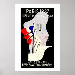 Póster Expo 1937 del mundo de París del art déco del