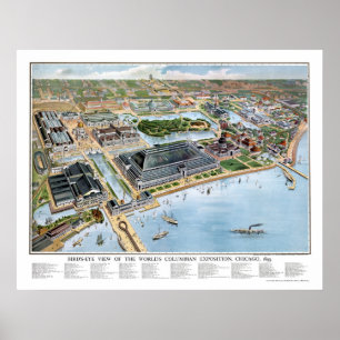 Póster Expo Colombino de Chicago, Mapa Panorámico de IL -