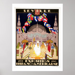 Póster Expo Hispano-Americana Sevilla del art déco del