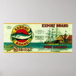 Póster Exportar etiqueta de Salmon Can
