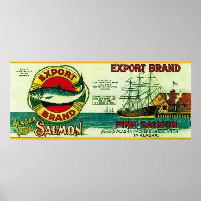 Póster Exportar etiqueta de Salmon Can (Frente)
