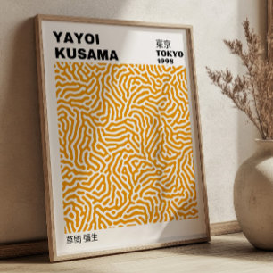 Póster Exposición abstracta amarilla de Yayoi Kusama japo