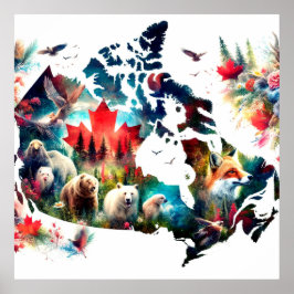 Póster Exposición de animales y Poster de mapas de Canadá