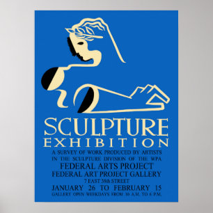 Póster Exposición de escultura de diseño estadounidense