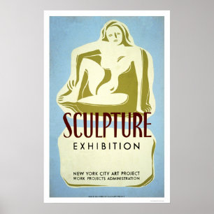 Póster Exposición de escultura NYC 1941 WPA