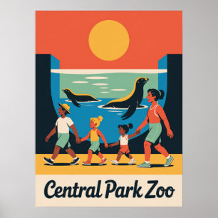 Póster Exposición de focas para familias en el zoológico