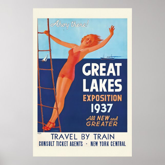 Póster Exposición de los Grandes Lagos de la década de 19 (Frente)