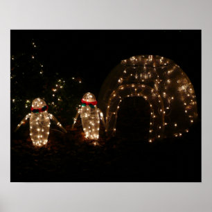 Póster Exposición de Luces de Pingüinos en Vacaciones