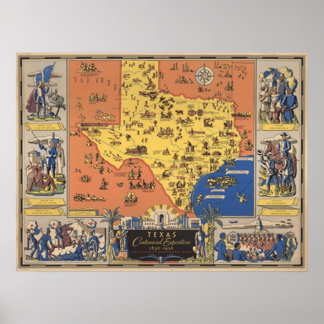 Póster Exposición del Centenario de Texas (Frente)