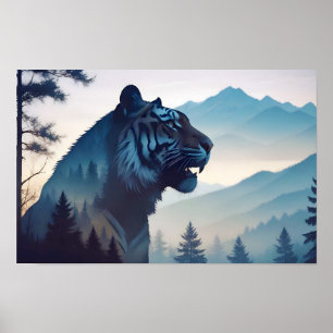 Póster Exposición doble del tigre Naturaleza animal Salva