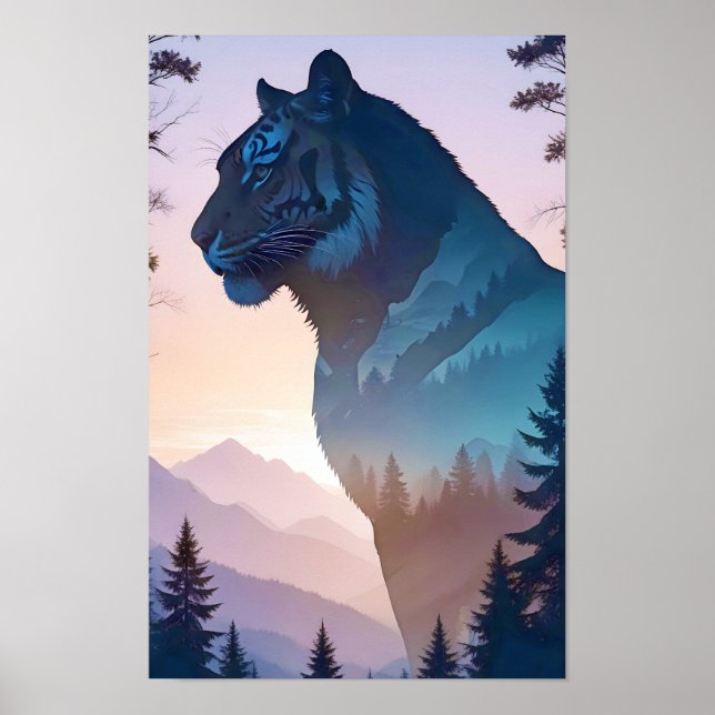 Póster Exposición doble del tigre Naturaleza animal Salva (Frente)