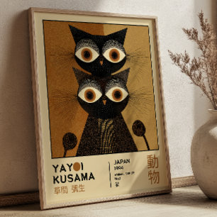 Póster Exposición Japonesa de Gatos Negros de Yayoi Kusam
