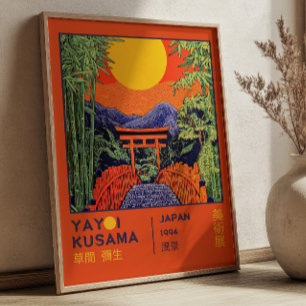 Póster Exposición Japonesa de Yayoi Kusama en Naranja Que