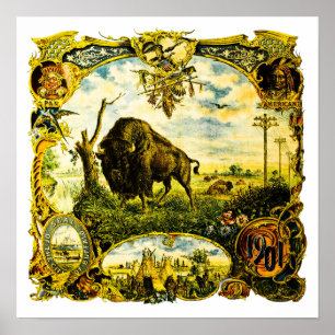 Póster Exposición Panamericana 1901 Búfalo NY Bisonte Vic