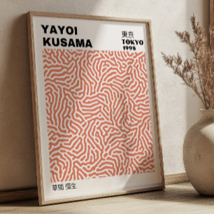 Póster Exposición Retro de Yayoi Kusama con Rubor Rosa
