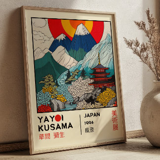 Póster Exposición Retro Escenarios de Japón de Yayoi Kusa