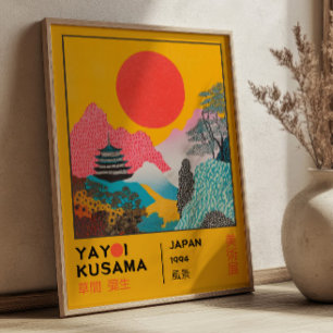 Póster Exposición Retro Paisaje Japonés Yayoi Kusama