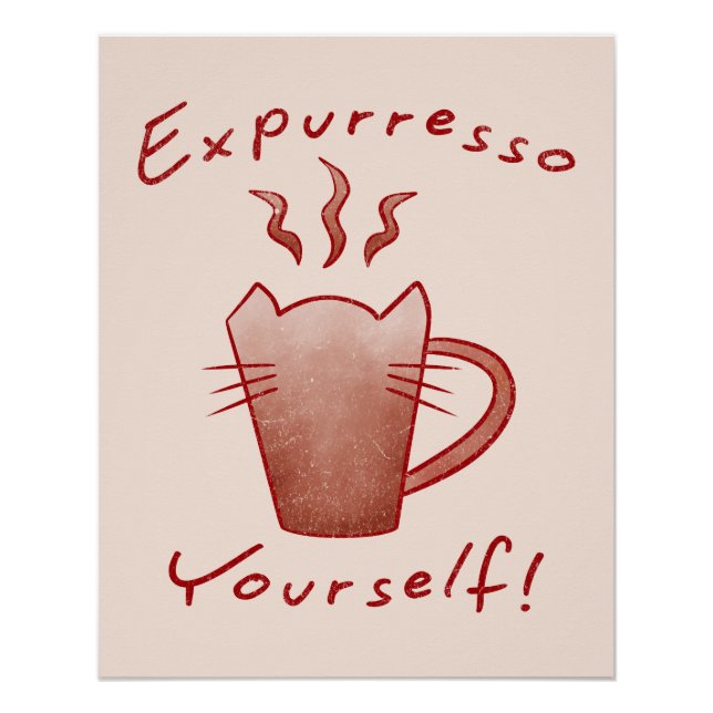 Póster Exprésate Gatos Y Café (Anverso)