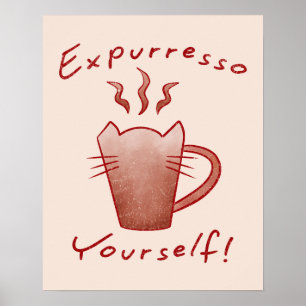 Póster Exprésate Gatos Y Café
