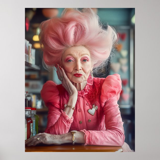 Póster Expresión de amor Beso de gracia eterna en rosa (Frente)