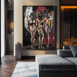 Póster Expresionista De Tres Grados - Negrita Contemporán