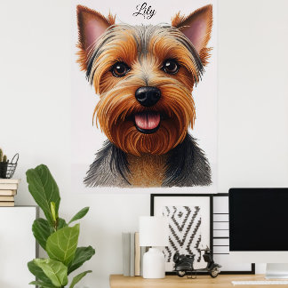 Póster Expresivo retrato de Perro Terrier de Yorkshire