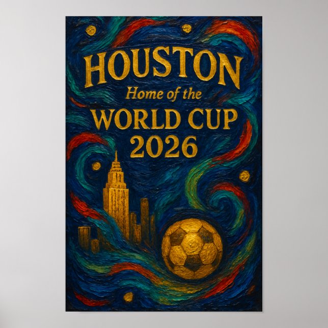 Póster Expressionist Houston World Cup Deep Night Art (Frente)