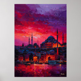 Póster Expressionist Istanbul Skyline Vibrant City
