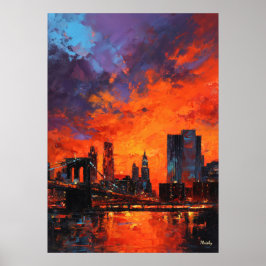 Póster Expressionist New York Skyline Vibrant Urban City