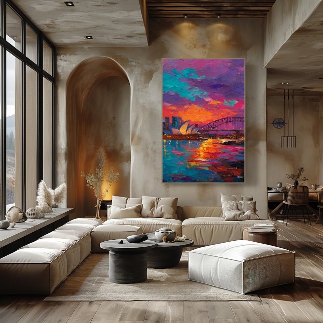 Póster Expressionist Sydney Skyline Vibrant Harbor City (Subido por el creador)