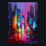 Póster Expressionist Tokyo Skyline Neon Night Cityscape<br><div class="desc">Colorful expressionist skyline artwork inspired by Tokyo and the vibrant neon lights of Shibuya. Bold textures,  glowing reflections and intense colors transform the futuristic skyline into a dramatic urban night cityscape painting,  perfect for lovers of Tokyo,  travel inspired art and modern expressionist skylines.</div>