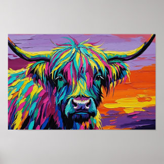 Póster Expressionist Vibrant Colorful Cow