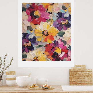 Póster Expressive Abstract Flower Painting