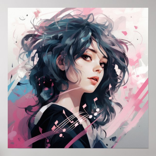 Póster Expressive Anime Music Portrait (Frente)