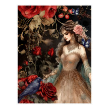Exquisita Belleza Oscura Roses Rojas y Raven