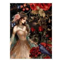 Exquisita Belleza Oscura Roses Rojas y Raven