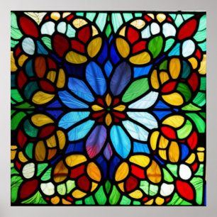 Póster Exquisita elegancia de vidrio con manchas florales