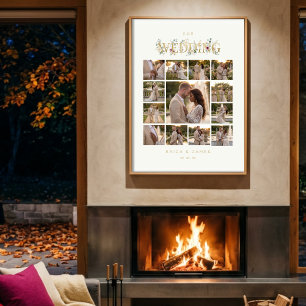 Póster Exquisite Botanical Wedding Photo Collage TLW26