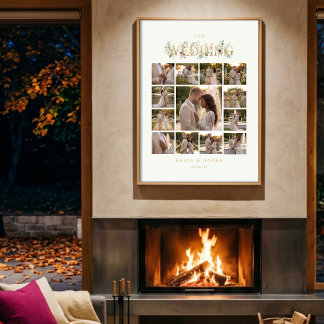 Póster Exquisite Botanical Wedding Photo Collage TLW26