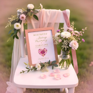Póster Exquisite Floral Heart Loving Memory Reserved Seat