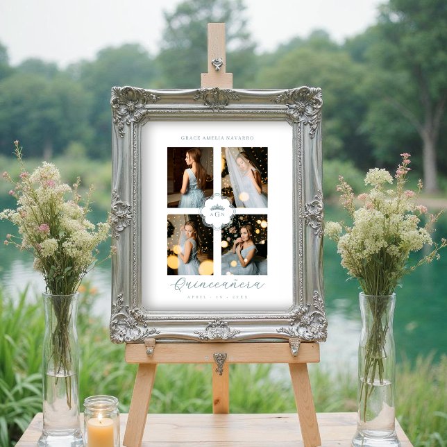 Póster Exquisite Intricate Ornate Floral Princess Tiara (Exquisite Intricate Ornate Floral Princess Tiara Quinceañera Posters in Spanish.)