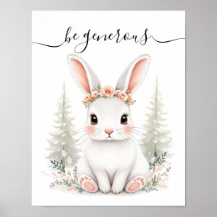 Póster Exquisito Bebé Femenino Hare Woodland Nursery