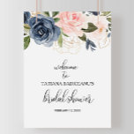 Póster Exquisito Fall Floral Bridal Shower Bienvenidos<br><div class="desc">Este exquisito poster de bienvenida con ducha de flores de caoba es perfecto para una ducha tropical de novias. El diseño se caracteriza por el color rosa a mano,  el azul oscuro y las flores caprichosas de la marina,  una elegancia inspiradora,  clase y belleza natural.</div>
