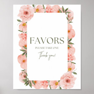 Póster Exquisito Poster de Peach Floral Favorita