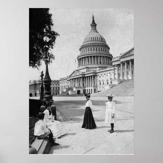 Póster Exterior del Capitolio con mujeres (Frente)